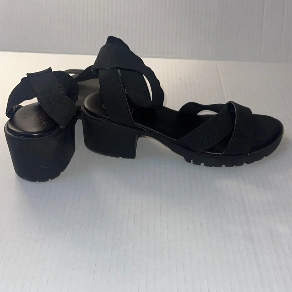 Jellypop Girls 4M Black Chunky Block Heel Platform Sandals EUC